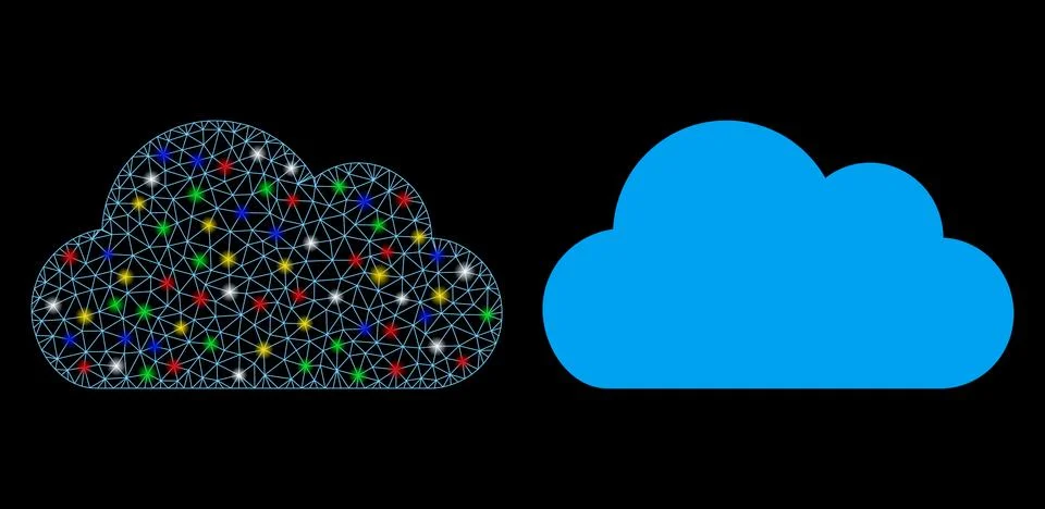 Flare Mesh 2D Cloud Icon with Flare Spots 스톡 일러스트