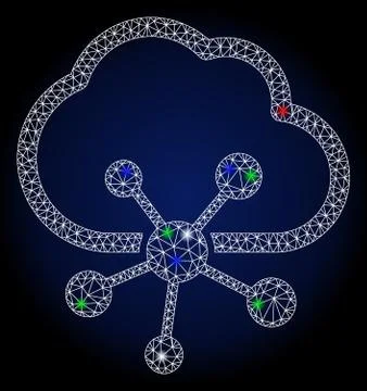 Flare Mesh 2D Cloud Network with Flare Spots Illustrazione stock