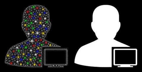 Flare Mesh 2D Computer Administrator Icon with Flare Spots Stockillustratie