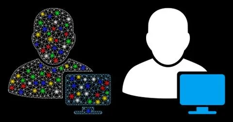 Flare Mesh 2D Computer Administrator Icon with Flare Spots Illustrazione stock