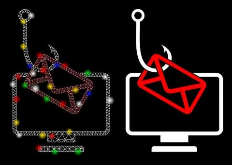 Flare Mesh 2D Computer Mail Fishing Icon with Flare Spots Stock Illustration