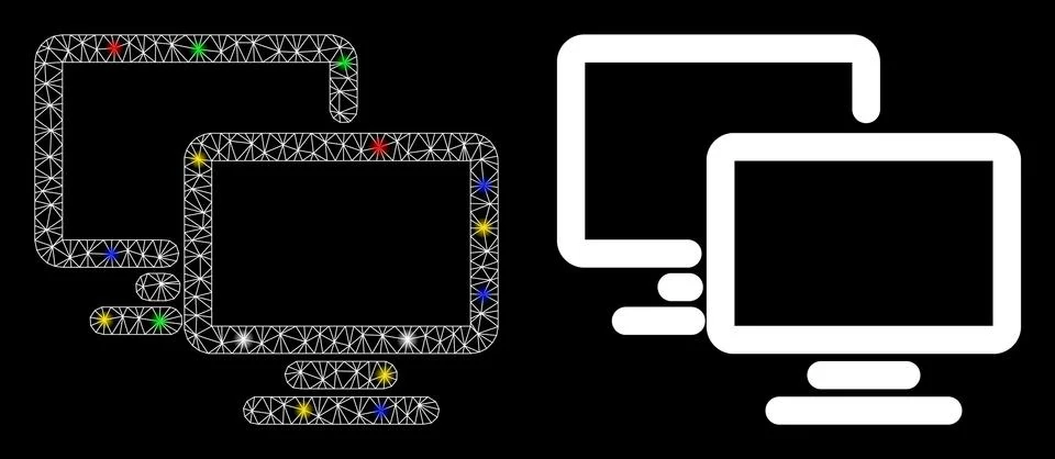 Flare Mesh 2D Computer Workgroup Icon with Flash Spots Stock Illustration