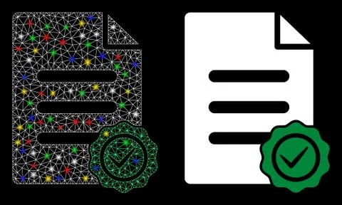 Flare Mesh 2D Confirmation Document Icon with Flare Spots Illustrazione stock