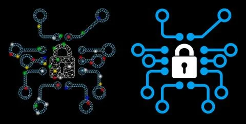 Flare Mesh 2D Cryptography Icon with Flare Spots 스톡 일러스트