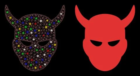 Flare Mesh 2D Daemon Head Icon with Flare Spots Stock Illustration