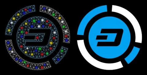 Flare Mesh 2D Dash Pie Chart Icon with Flare Spots Illustrazione stock