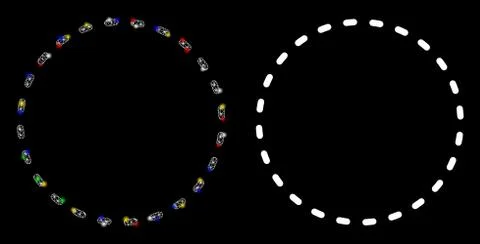 Flare Mesh 2D Dashed Circle with Color Flare Spots Stock Illustration