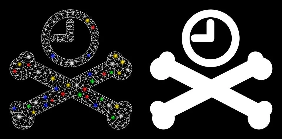 Flare Mesh 2D Deadline Timer Icon with Flare Spots 스톡 일러스트