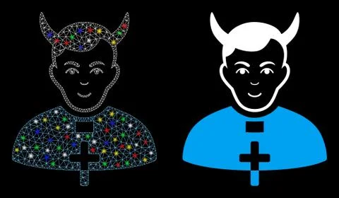 Flare Mesh 2D Devil Priest Icon with Flash Spots 스톡 일러스트