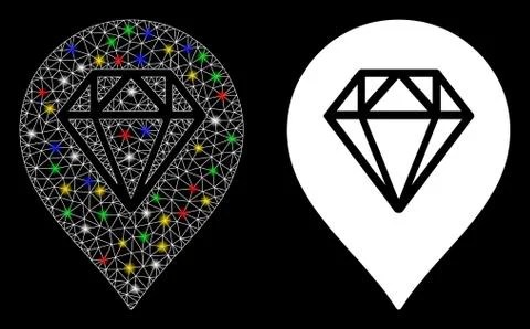 Flare Mesh 2D Diamond Map Marker Icon with Flare Spots 스톡 일러스트