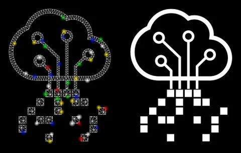 Flare Mesh 2D Digital Cloud Icon with Flare Spots Stock Illustration