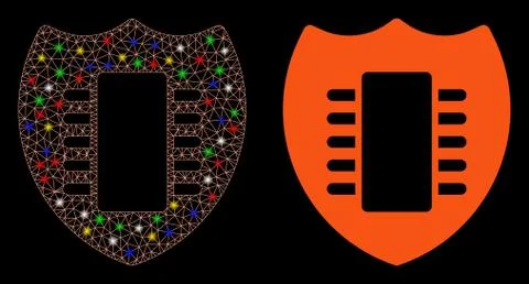 Flare Mesh 2D Digital Security Icon with Flare Spots イラスト素材