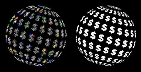 Flare Mesh 2D Dollar Abstract Sphere Icon with Flare Spots Illustrazione stock