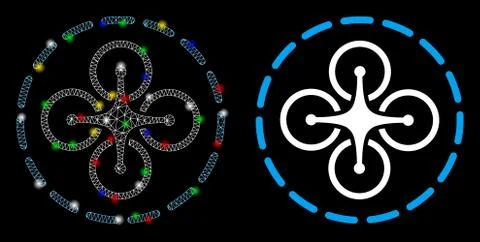 Flare Mesh 2D Drone Flight Icon with Flare Spots イラスト素材