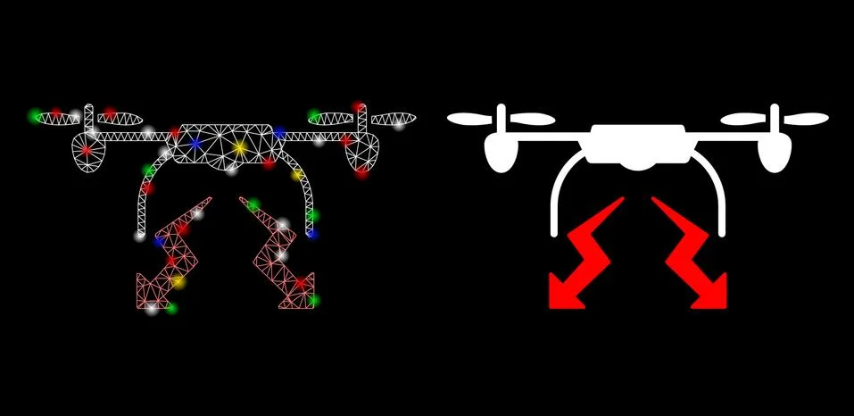 Flare Mesh 2D Drone Strike Icon with Flare Spots Stock Illustration