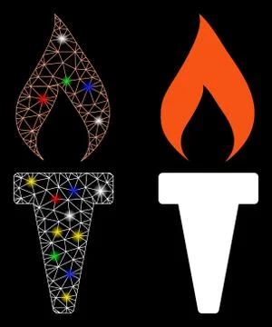 Flare Mesh 2D Fire Torch Icon with Flare Spots Stock Illustration
