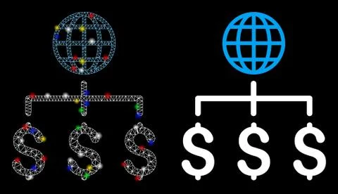 Flare Mesh 2D Global Payments Icon with Flare Spots Stock Illustration