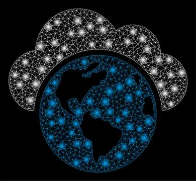 Flare Mesh 2D Globe with Flash Spots Illustrazione stock