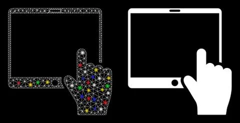 Flare Mesh 2D Hand Points Mobile Tablet Icon with Flare Spots Stock Illustration