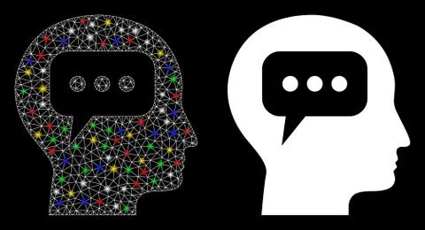 Flare Mesh 2D Head Opinion Icon with Flare Spots Stock Illustration