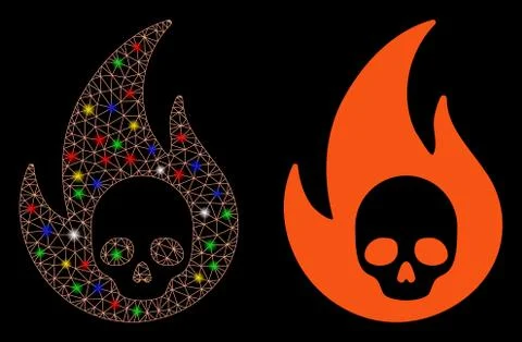 Flare Mesh 2D Hell Fire Icon with Flash Spots 스톡 일러스트