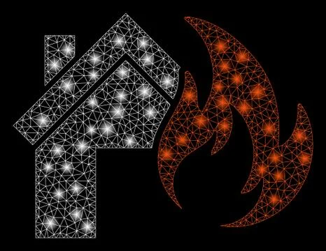Flare Mesh 2D Home Fire Disaster with Flare Spots Illustrazione stock