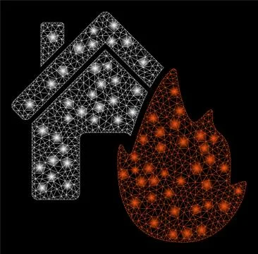 Flare Mesh 2D House Fire Disaster with Flare Spots 스톡 일러스트