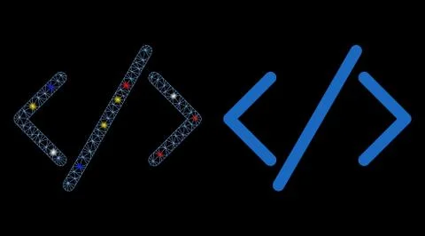 Flare Mesh 2D HTML Code Icon with Flare Spots Stock Illustration