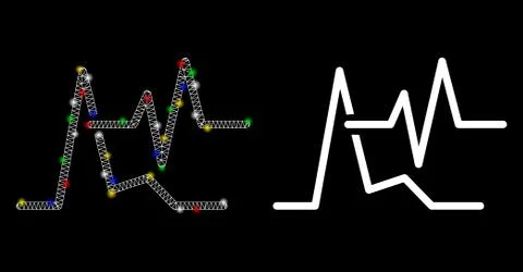 Flare Mesh 2D Line Graphs Icon with Flare Spots イラスト素材