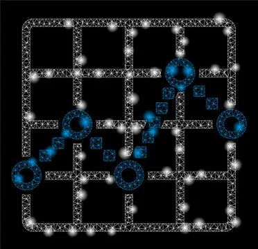 Flare Mesh 2D Line Plot with Flare Spots Stock Illustration