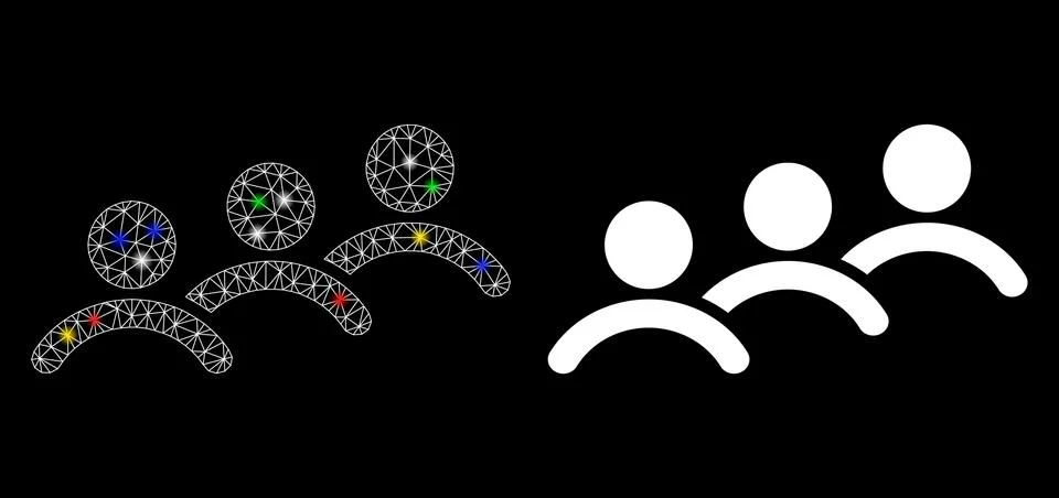 Flare Mesh 2D Man Queue Icon with Light Spots Stock Illustration