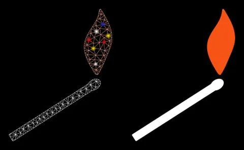 Flare Mesh 2D Match Fire Icon with Flare Spots Stock Illustration