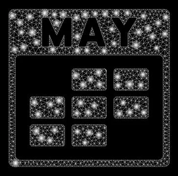 Flare Mesh 2D May Calendar Grid with Flare Spots Illustrazione stock
