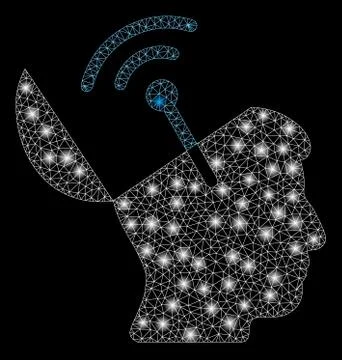 Flare Mesh 2D Open Mind Radio Interface with Flare Spots Stock Illustration