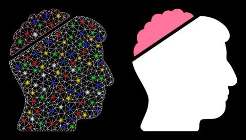 Flare Mesh 2D Open Mind Icon with Flare Spots Stock Illustration