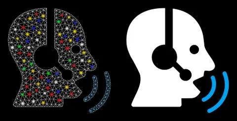 Flare Mesh 2D Operator Speech Sound Waves Icon with Flare Spots Illustrazione stock