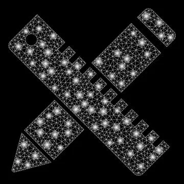 Flare Mesh 2D Pen and Ruler Design Tools with Flare Spots Stock Illustration