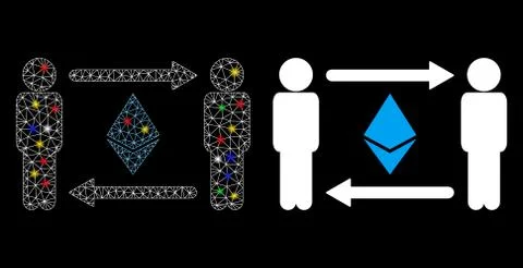 Flare Mesh 2D Persons Exchange Ethereum Icon with Light Spots 스톡 일러스트