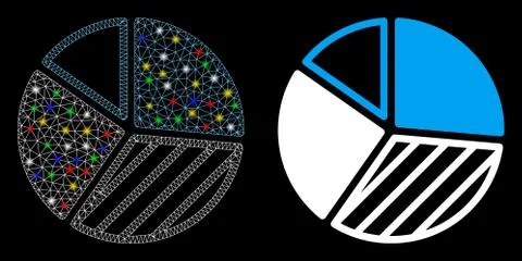 Flare Mesh 2D Pie Chart Icon with Flare Spots Illustrazione stock