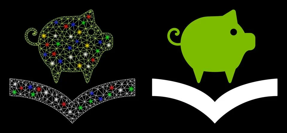 Flare Mesh 2D Pig Knowledge Icon with Flare Spots Stock Illustration