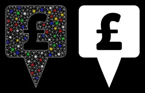 Flare Mesh 2D Pound Map Pointer Icon with Flare Spots 스톡 일러스트