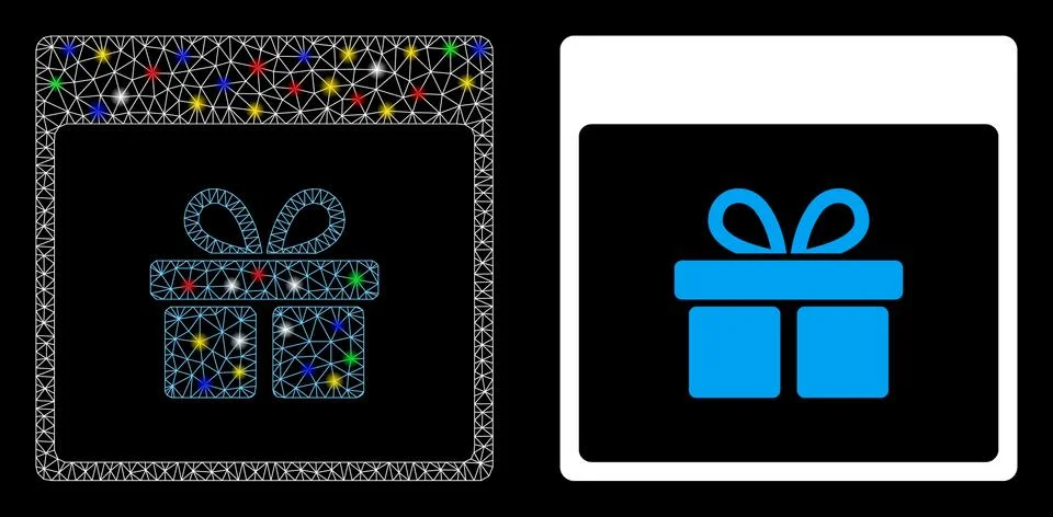 Flare Mesh 2D Present Box Calendar Page Icon with Flare Spots イラスト素材