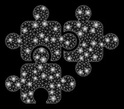 Flare Mesh 2D Puzzle Elements with Flare Spots Illustrazione stock