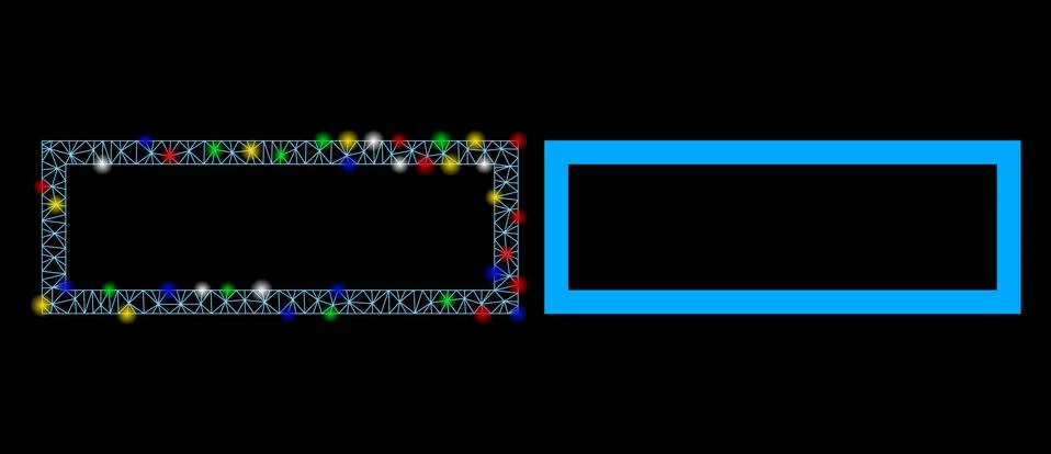 Flare Mesh 2D Rectangle Frame Icon with Flare Spots イラスト素材