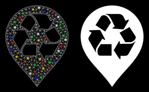 Flare Mesh 2D Recycle Map Marker Icon with Flare Spots Illustrazione stock