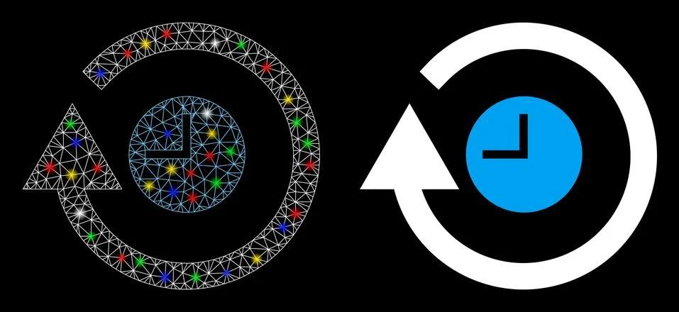 Flare Mesh 2D Repeat Clock Icon with Flare Spots 스톡 일러스트