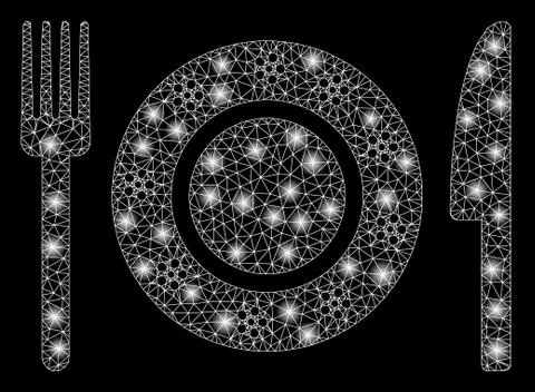 Flare Mesh 2D Restaurant Tableware with Light Spots Stock Illustration