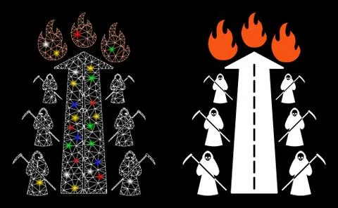 Flare Mesh 2D Road to Hell Fire Icon with Flare Spots Stock Illustration