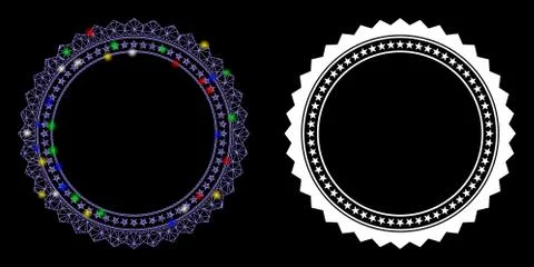 Flare Mesh 2D Rosette Circular Star Frame Icon with Flare Spots Stock Illustration