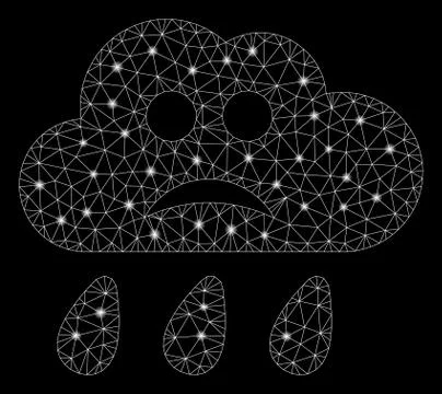 Flare Mesh 2D Sad Rain Cloud with Flare Spots Stock Illustration